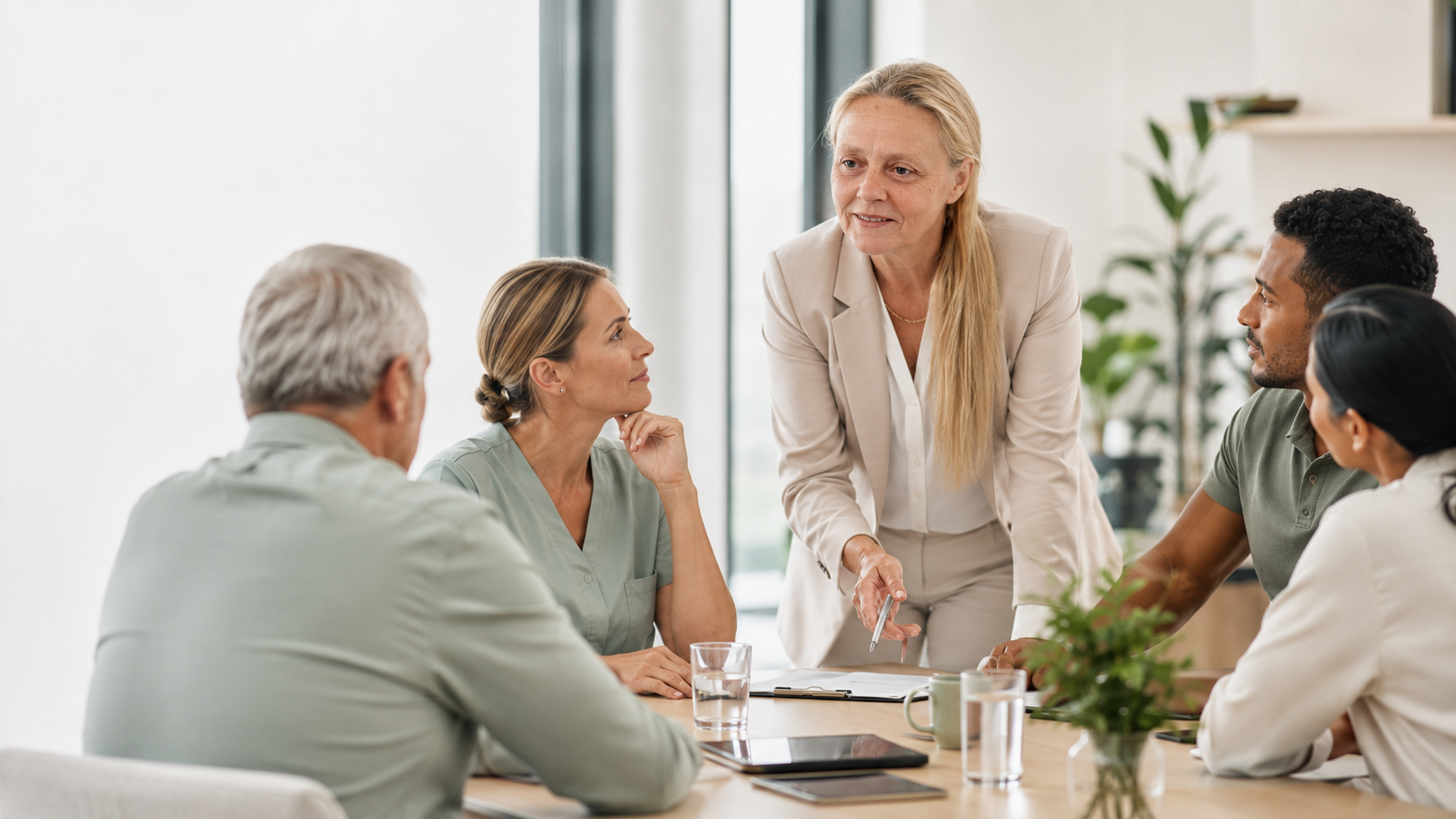 A healthcare team in a workforce planning discussion